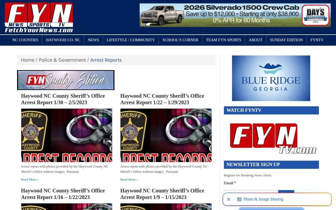 Haywood County FetchYourNews arrest report source