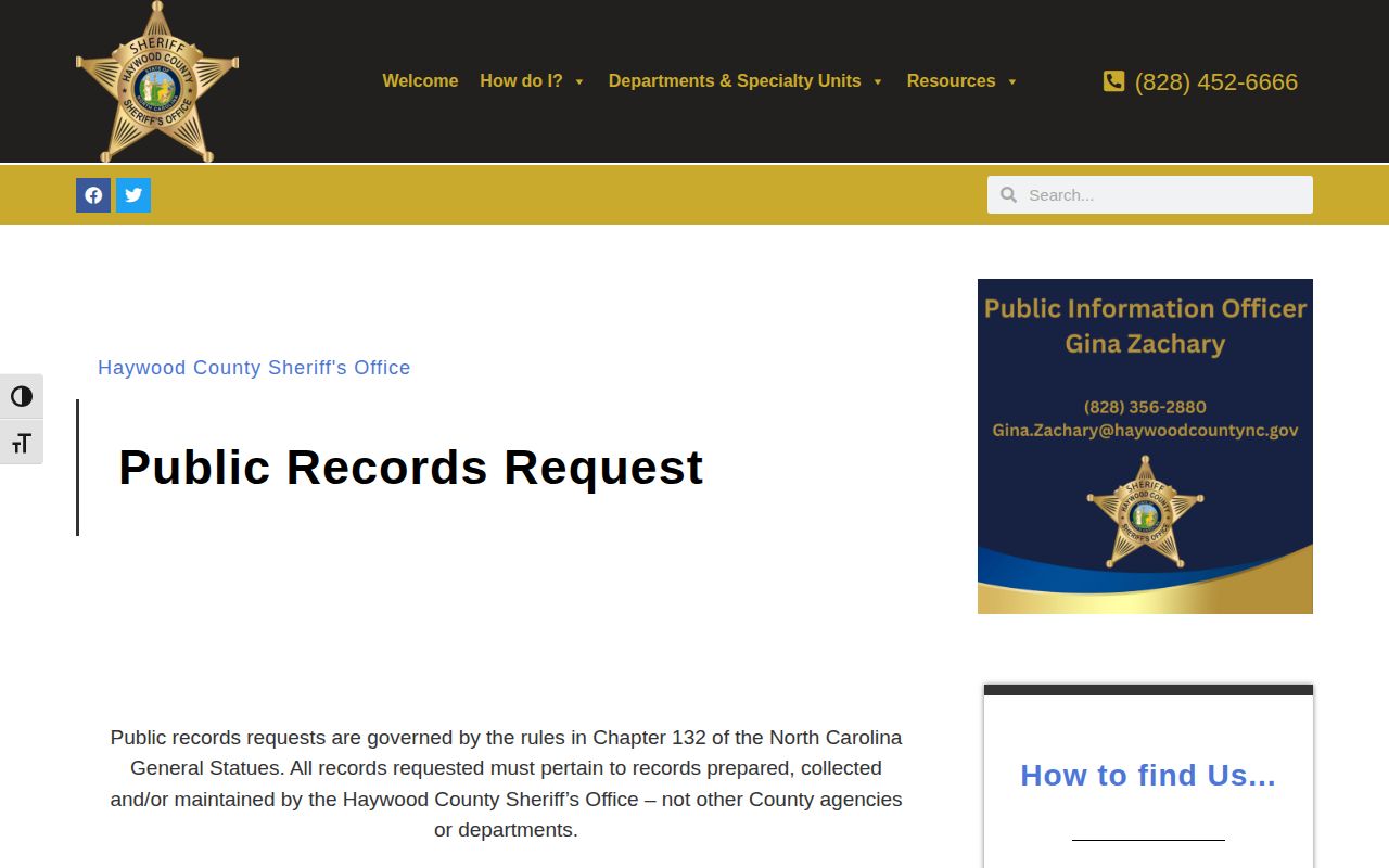 Haywood County Sheriff public records request information